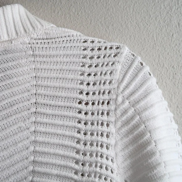 Cotton On White Cropped Pointelle Knit Button Cardigan - Picture 14 of 14